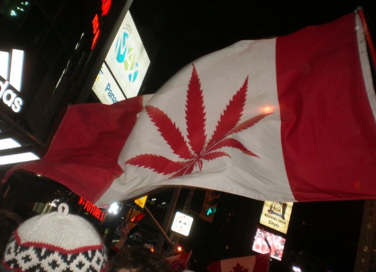 Canadian cannabis leaf flag