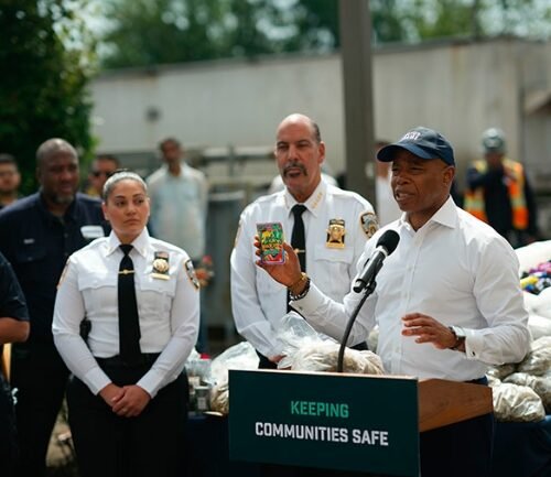 Mayor Eric Adams Oversees Destruction of Four Tons of Illegal Marijuana in NYC