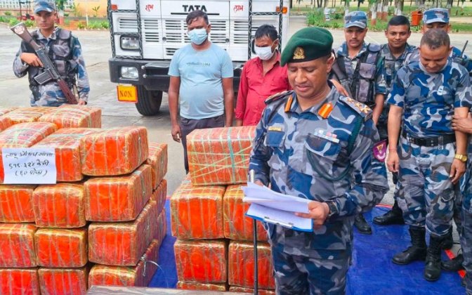 nepal police seize cannabis car indian number plate